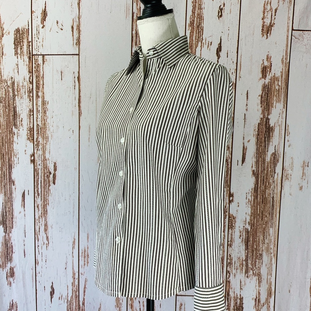 CAbi Button Up Work Shirt Striped Small